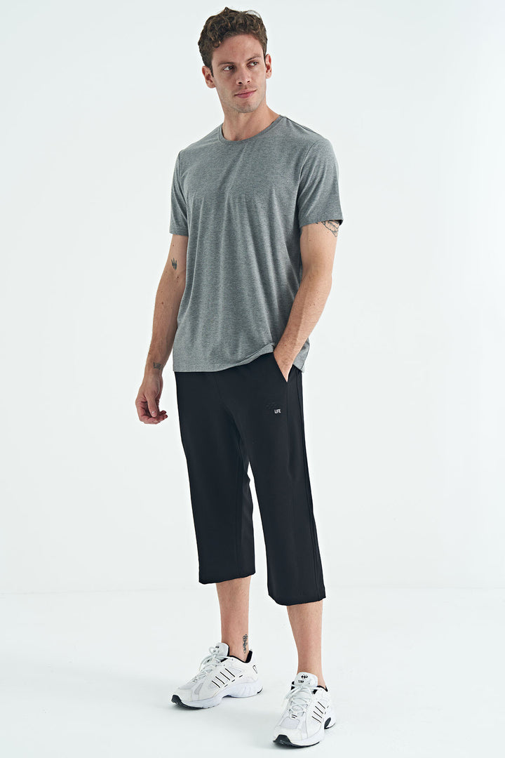 TMY Gray Melange Men's Basic Short Sleeve Standard Fit Round Neck T-shirt - 87911 - Norman