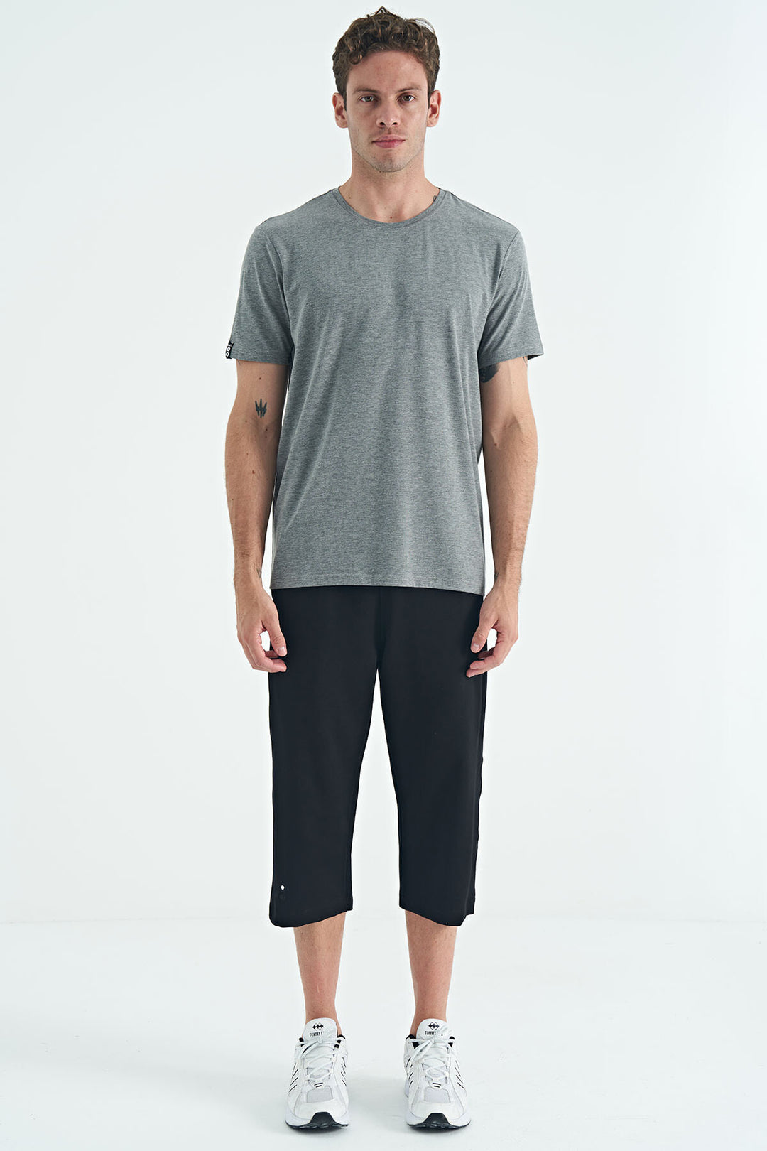 TMY Gray Melange Men's Basic Short Sleeve Standard Fit Round Neck T-shirt - 87911 - Norman