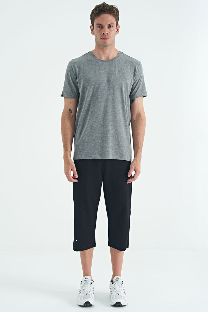 TMY Gray Melange Men's Basic Short Sleeve Standard Fit Round Neck T-shirt - 87911 - Norman