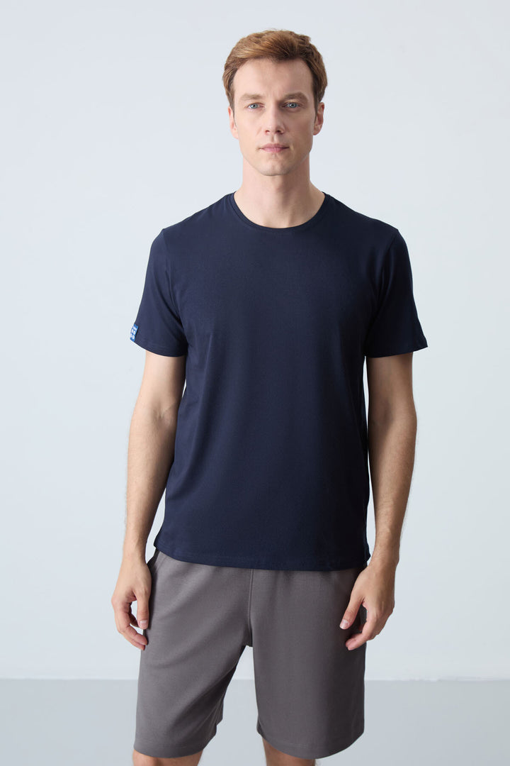 TMY Navy Men's Basic Short Sleeve Standard Fit Crew Neck T-shirt - 87911 - Enerhodar
