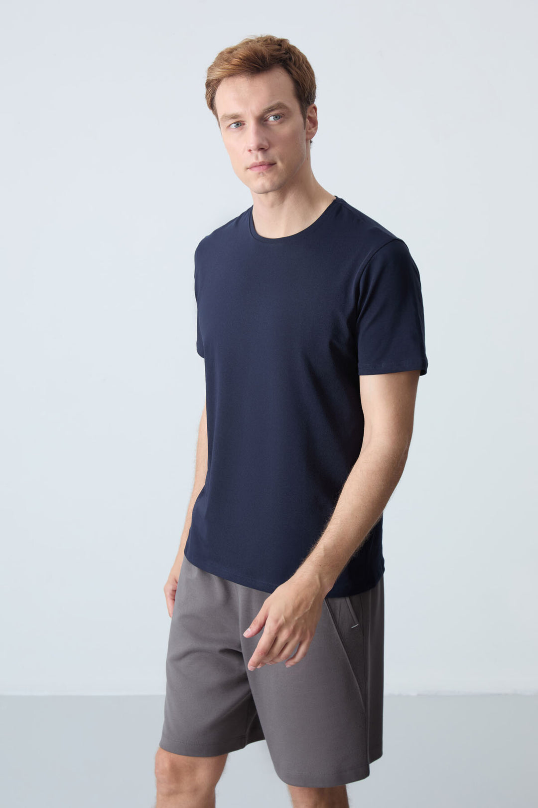 TMY Navy Men's Basic Short Sleeve Standard Fit Crew Neck T-shirt - 87911 - Enerhodar