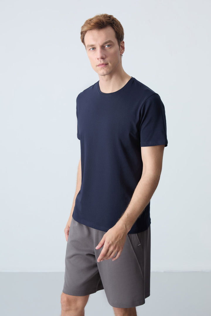 TMY Navy Men's Basic Short Sleeve Standard Fit Crew Neck T-shirt - 87911 - Enerhodar