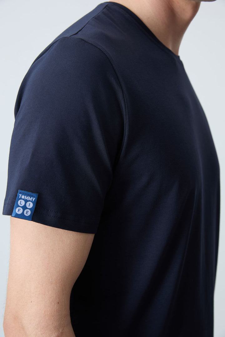 TMY Navy Men's Basic Short Sleeve Standard Fit Crew Neck T-shirt - 87911 - Enerhodar