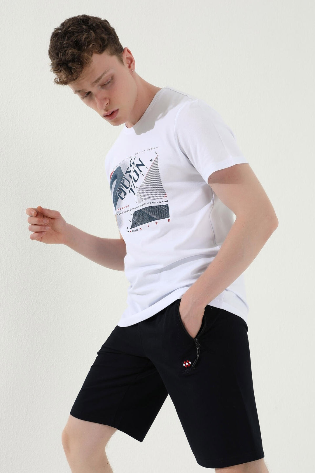TMY Navy Blue Lace-Up Zip Pocket Standard Fit Basic Men's Shorts - 81167 - Kerkrade