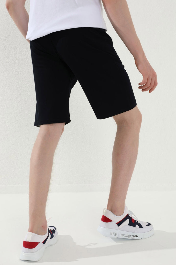 TMY Navy Blue Lace-Up Zip Pocket Standard Fit Basic Men's Shorts - 81167 - Kerkrade