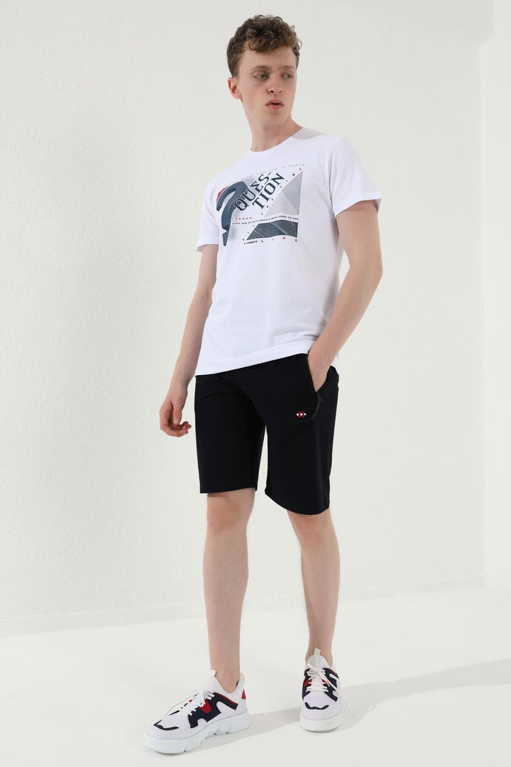 TMY Navy Blue Lace-Up Zip Pocket Standard Fit Basic Men's Shorts - 81167 - Kerkrade