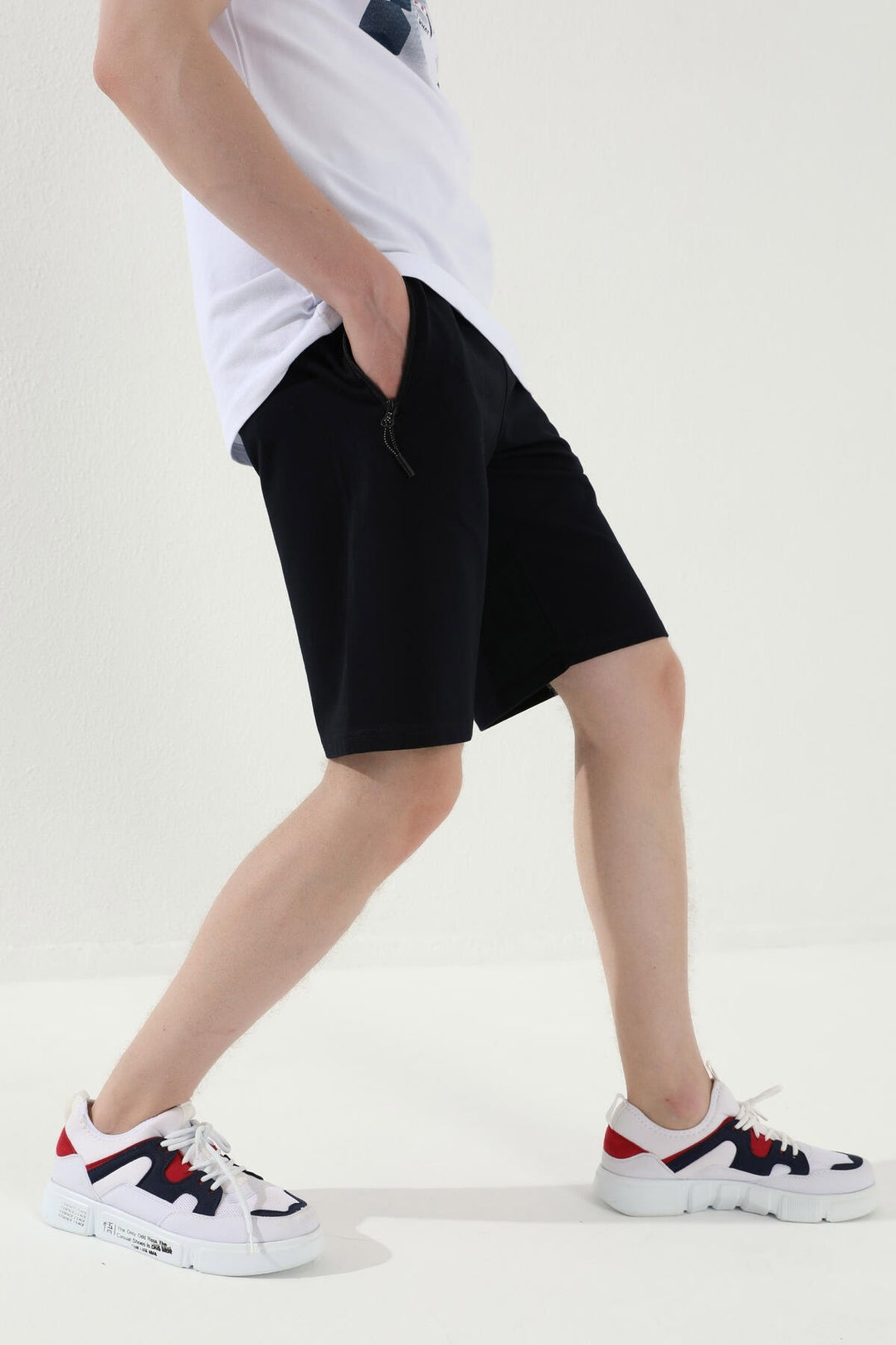 TMY Navy Blue Lace-Up Zip Pocket Standard Fit Basic Men's Shorts - 81167 - Kerkrade