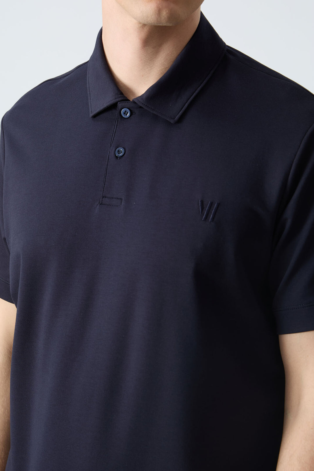 TMY Navy Blue Basic Chest Logo Standard Fit Knit Polo Collar Men's T-Shirt - 87768 - Skokie
