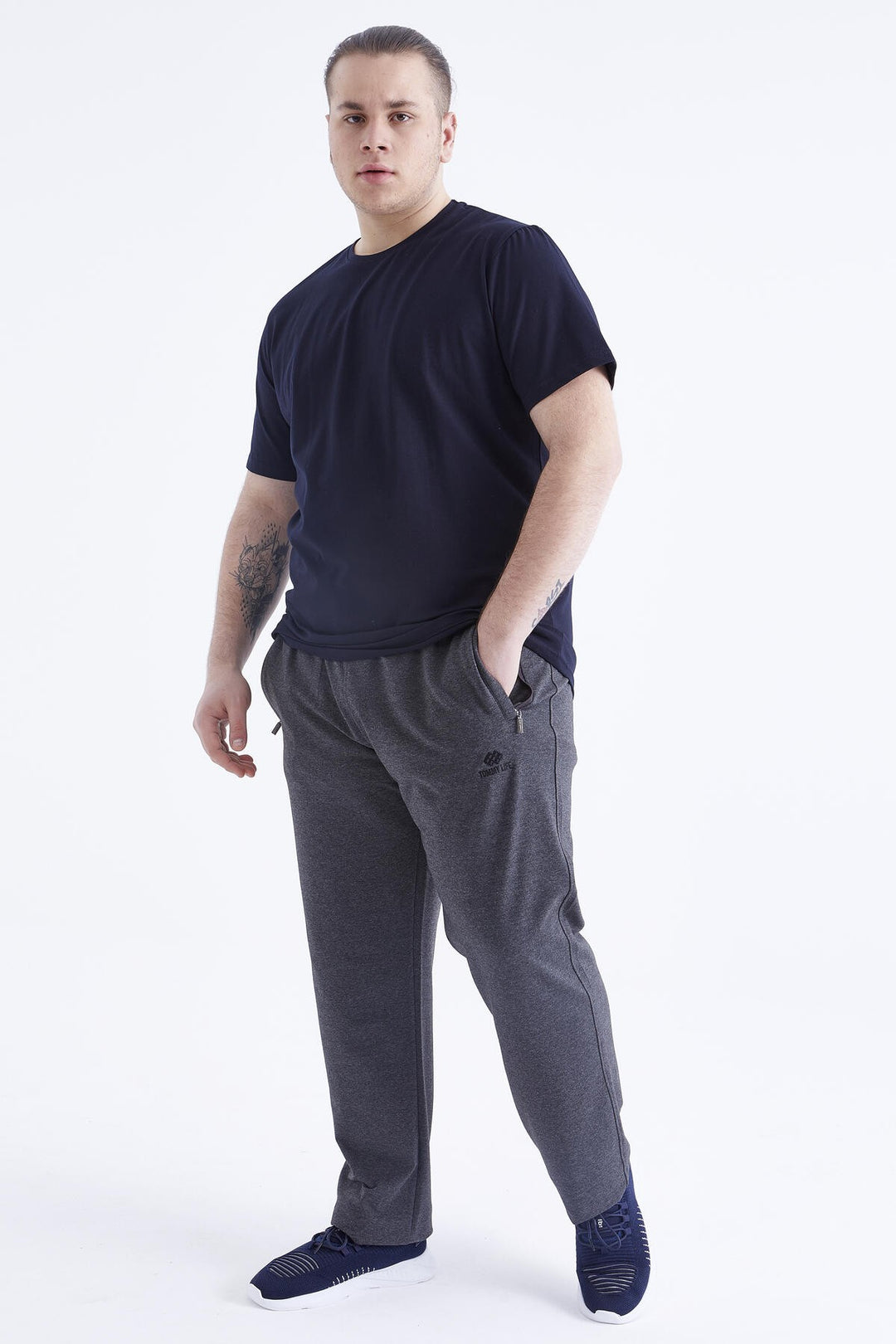 TMY Navy Blue Basic Short Sleeve Crew Neck Plus Size Men's T-Shirt - 88072 - Littlehampton