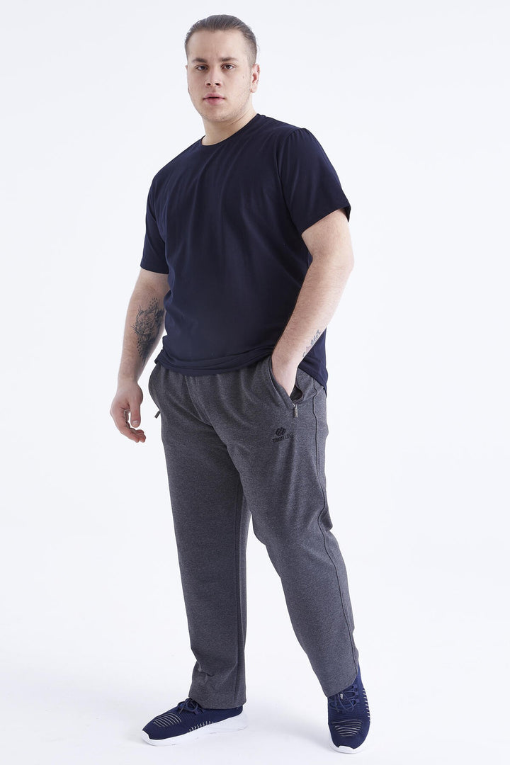 TMY Navy Blue Basic Short Sleeve Crew Neck Plus Size Men's T-Shirt - 88072 - Littlehampton