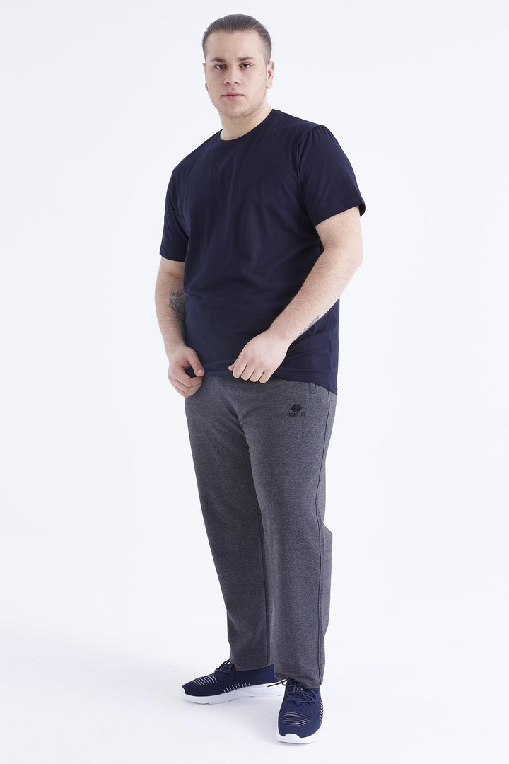 TMY Navy Blue Basic Short Sleeve Crew Neck Plus Size Men's T-Shirt - 88072 - Littlehampton