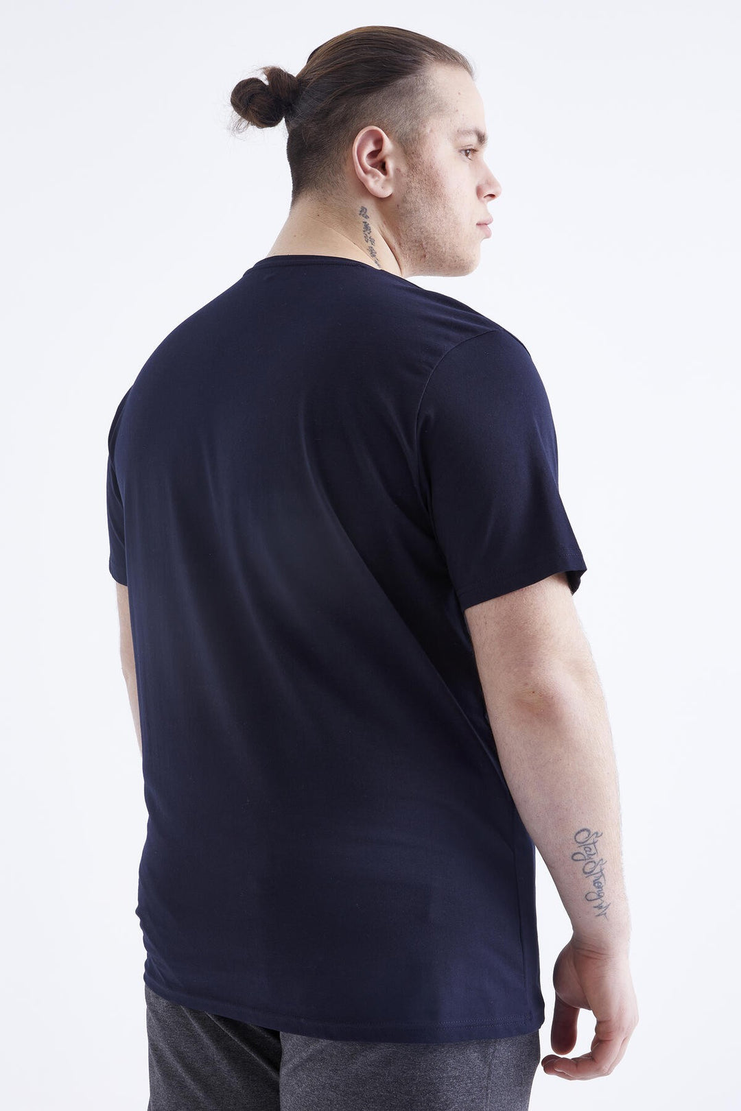 TMY Navy Blue Basic Short Sleeve Crew Neck Plus Size Men's T-Shirt - 88072 - Littlehampton