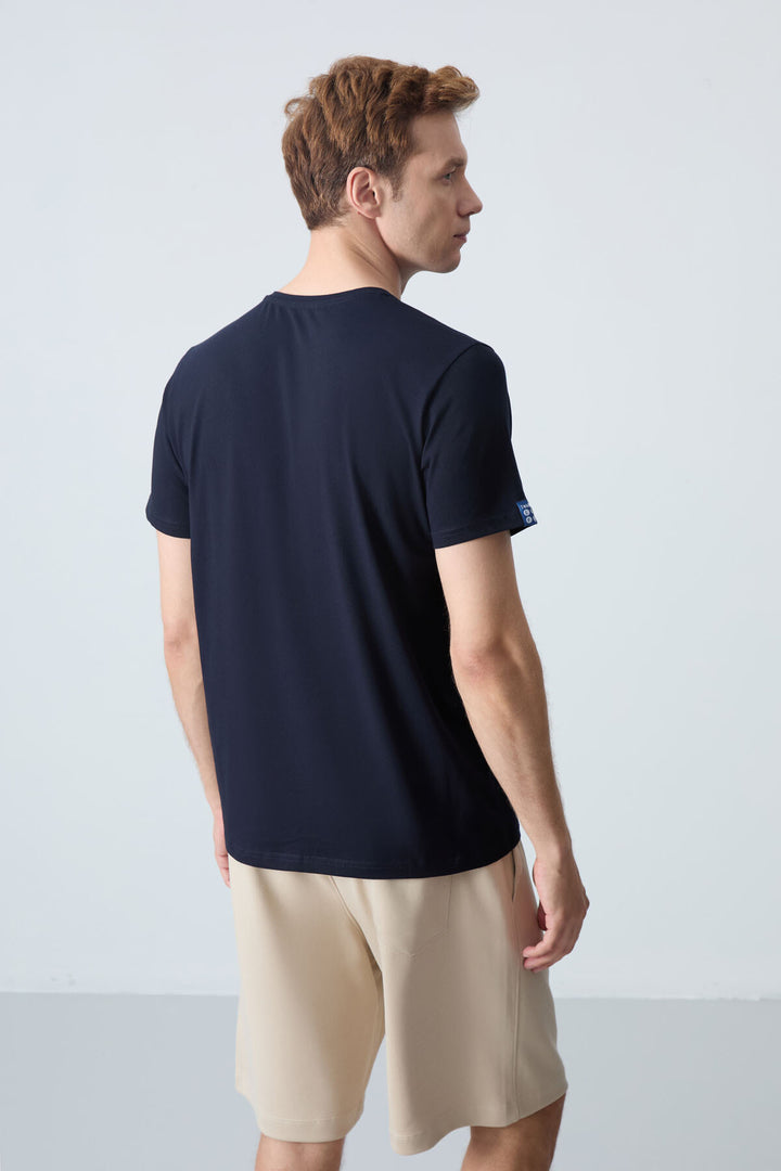 TMY Navy Blue Basic Short Sleeve Standard Fit V-Neck Men's T-Shirt - 87912 - Maddaloni