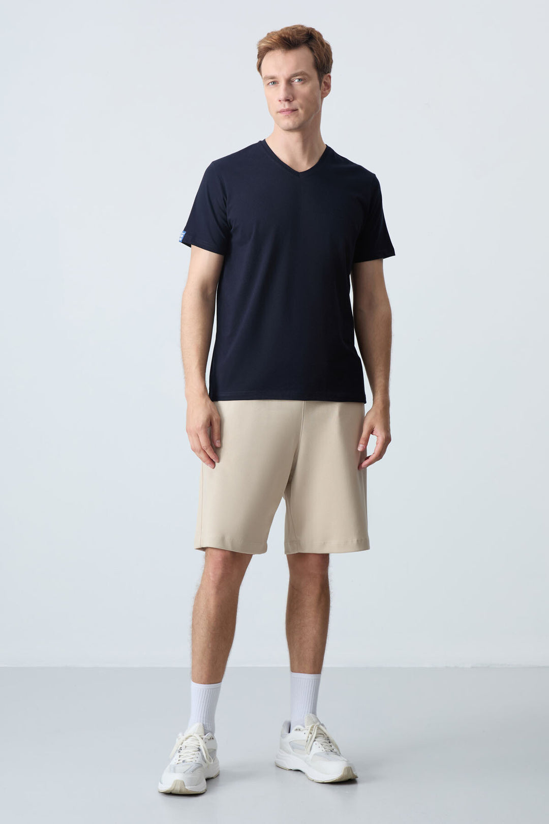 TMY Navy Blue Basic Short Sleeve Standard Fit V-Neck Men's T-Shirt - 87912 - Maddaloni