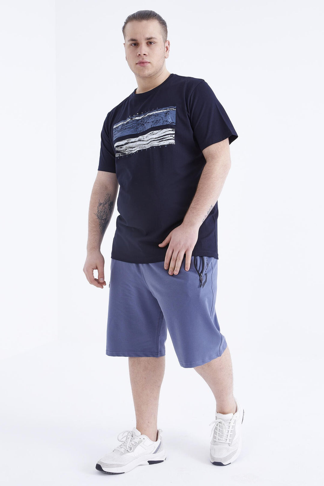 TMY Navy Printed O Neck Plus Size Men's T-shirt - 88073 - Bowmanville