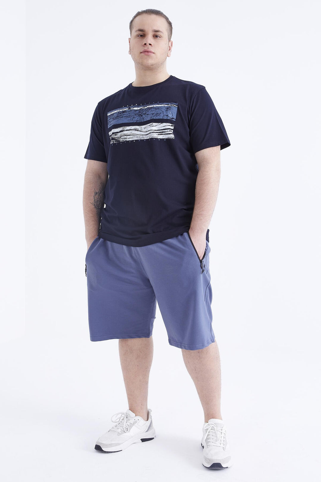 TMY Navy Printed O Neck Plus Size Men's T-shirt - 88073 - Bowmanville