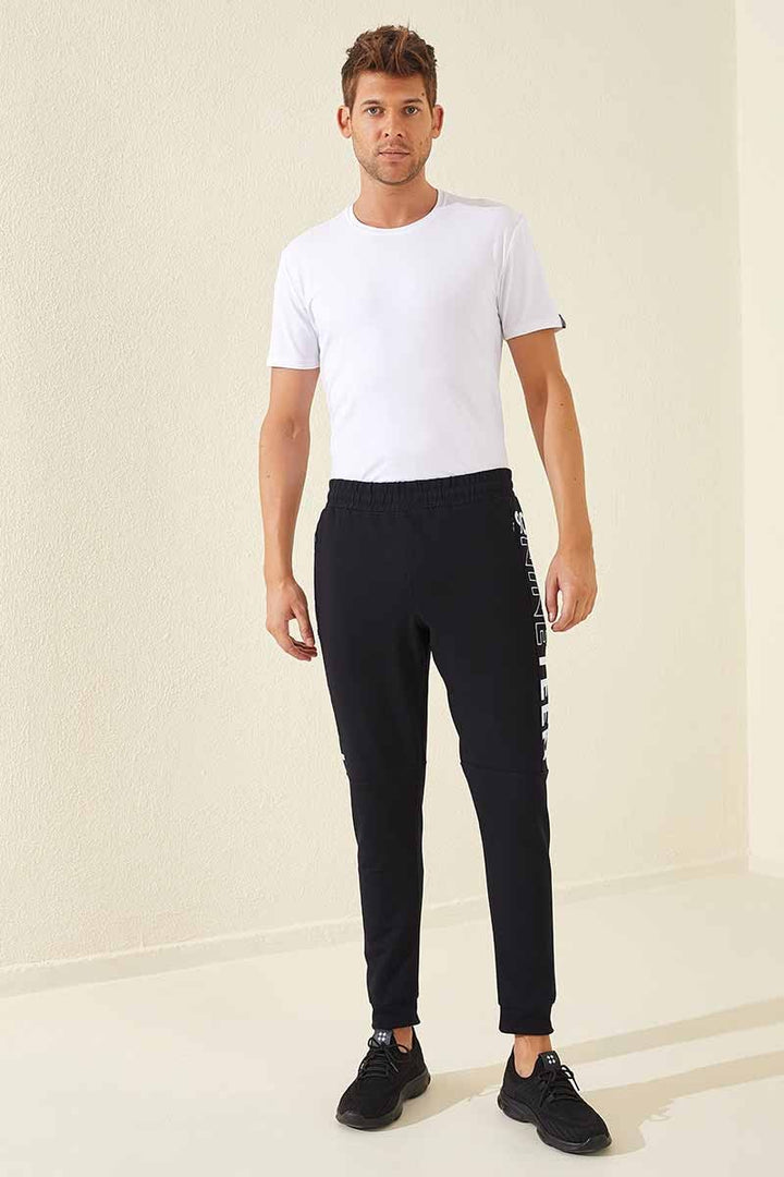 TMY Navy - White Printed Pocketed Standard Fit Jogger Men's Sweatpants - 84707 - San José Villa de Allende