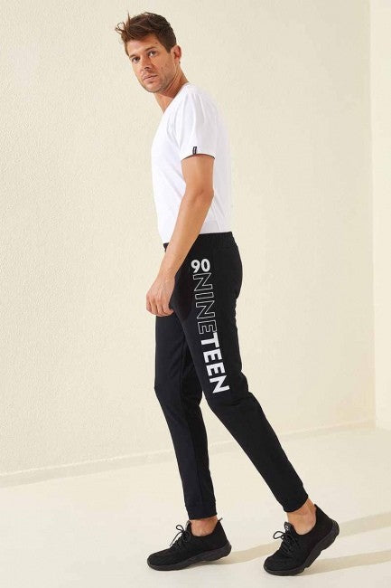 TMY Navy - White Printed Pocketed Standard Fit Jogger Men's Sweatpants - 84707 - San José Villa de Allende