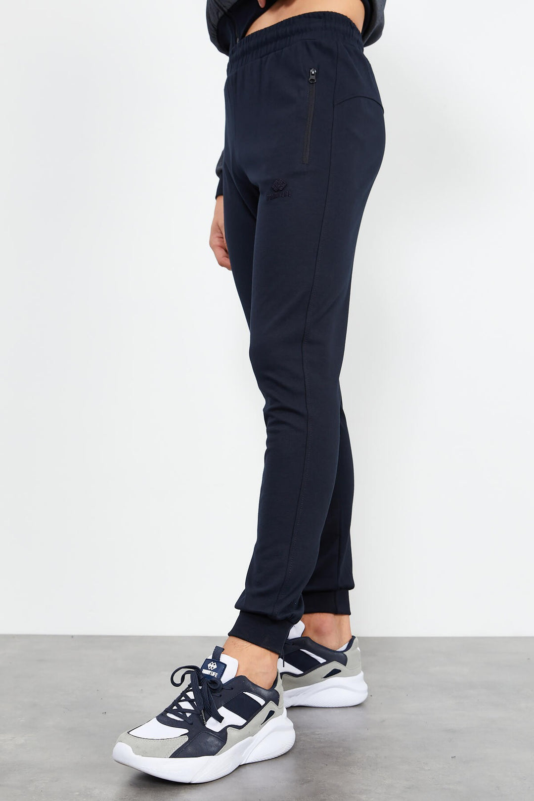 TMY Navy Blue High Neck Two-Tone Standard Fit Cuffed Men's Tracksuit - 85142 - Fano