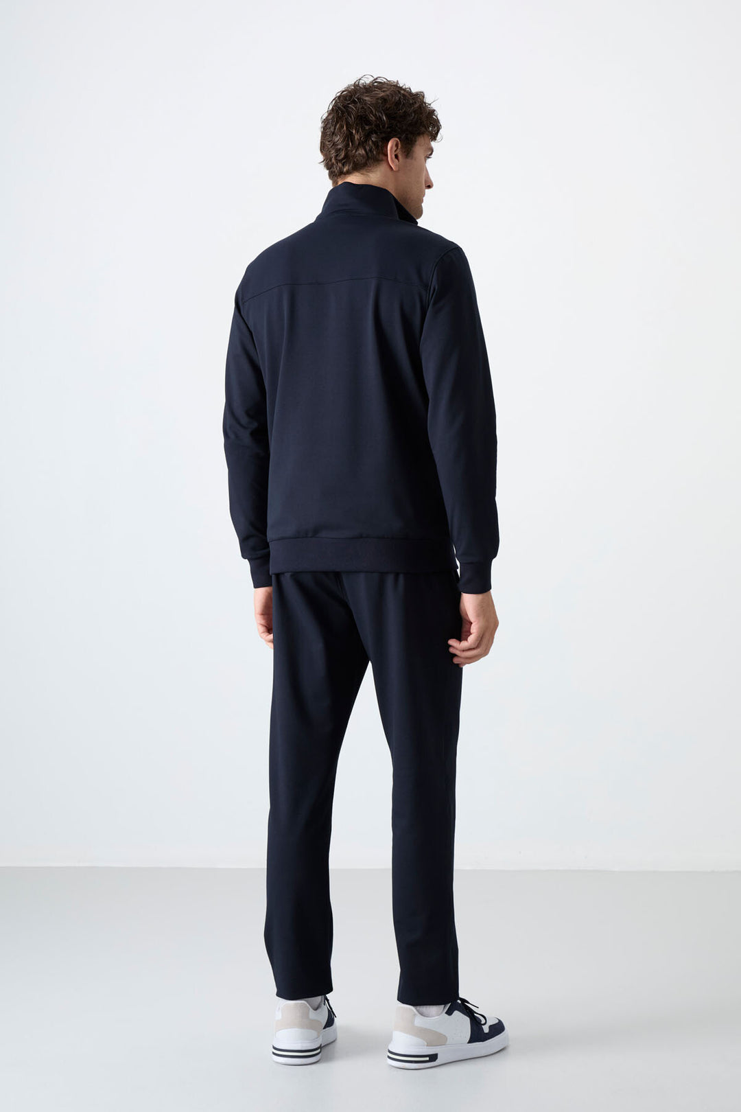 TMY Navy Blue High Neck Zippered Comfort Fit Classic Cuff Men's Tracksuit - 85072 - Vernon