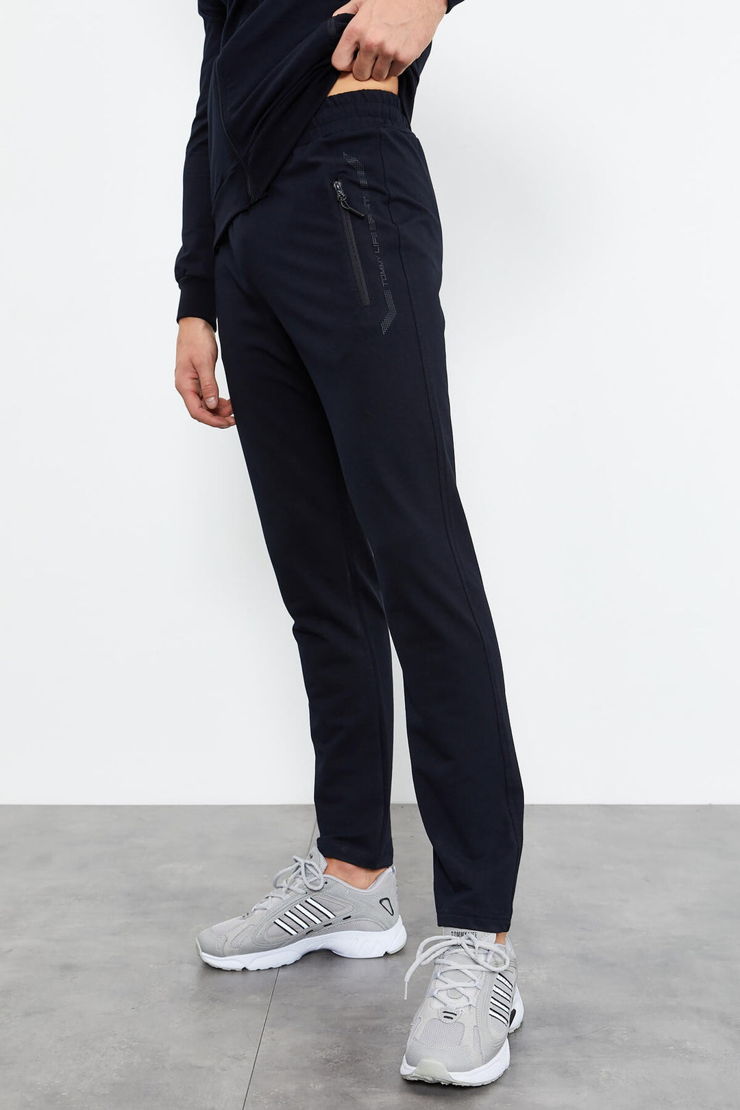 TMY Navy Blue Zippered High Neck Standard Fit Classic Cuff Men's Tracksuit - 85152 - Alexandria