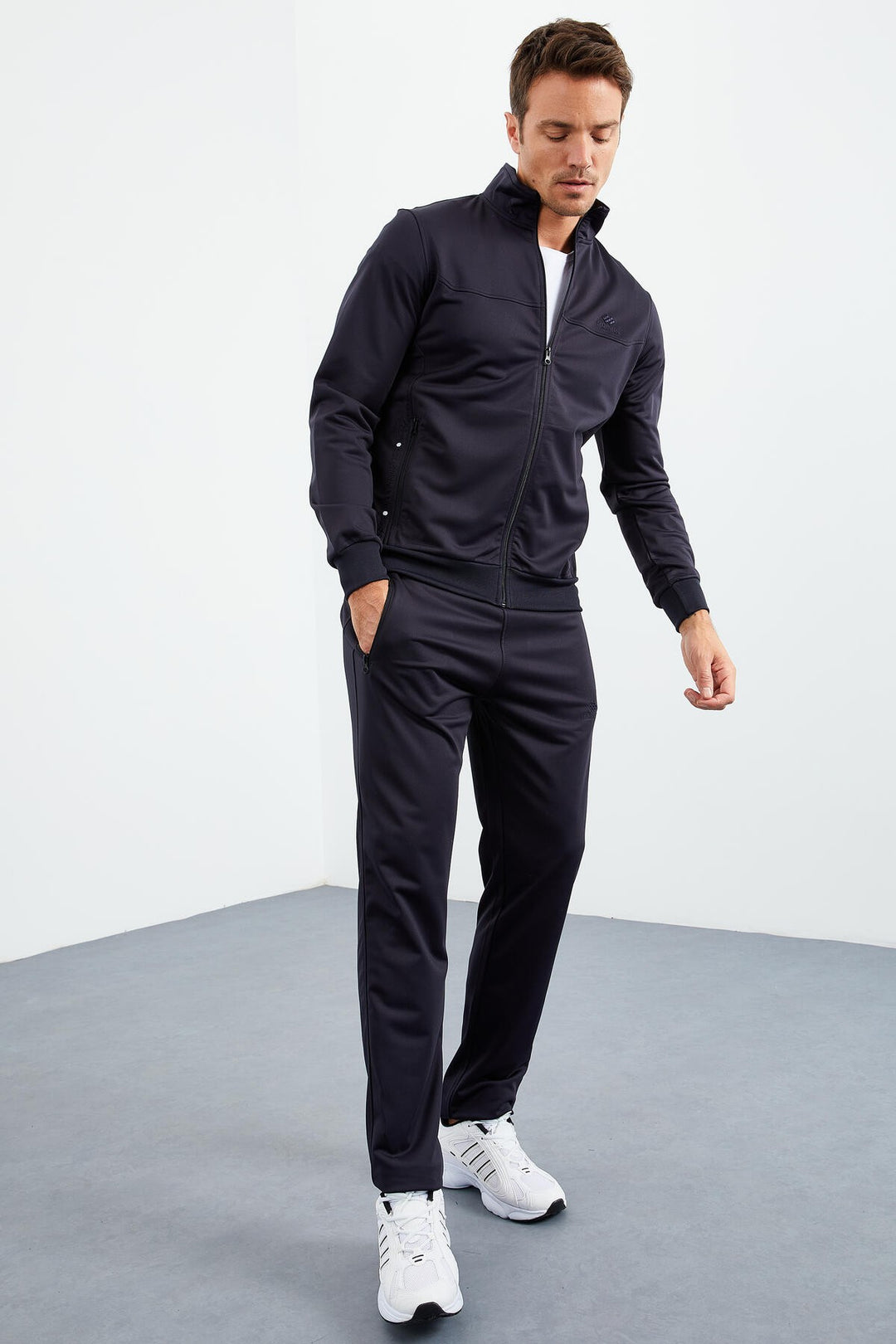 TMY Navy Blue Zippered Standart Fit Classic Cuff Men's Tracksuit - 85162 - Simferopol