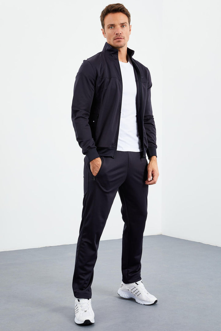 TMY Navy Blue Zippered Standart Fit Classic Cuff Men's Tracksuit - 85162 - Simferopol