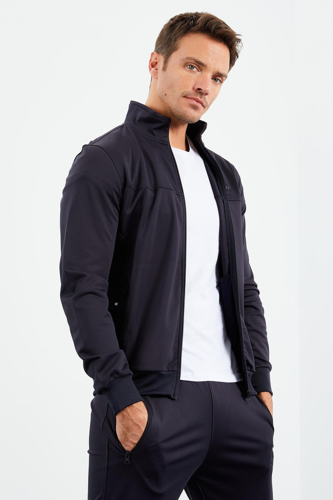 TMY Navy Blue Zippered Standart Fit Classic Cuff Men's Tracksuit - 85162 - Simferopol