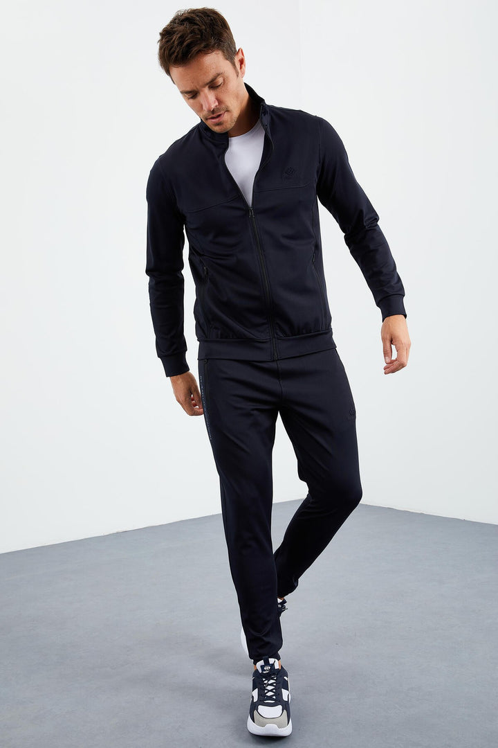 TMY Navy Blue Zippered Standart Fit Cuffed Men's Tracksuit - 85160 - Beverly