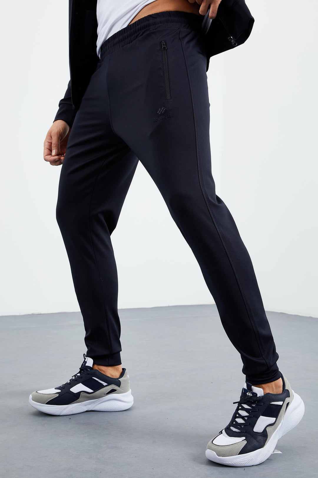 TMY Navy Blue Zippered Standart Fit Cuffed Men's Tracksuit - 85160 - Beverly
