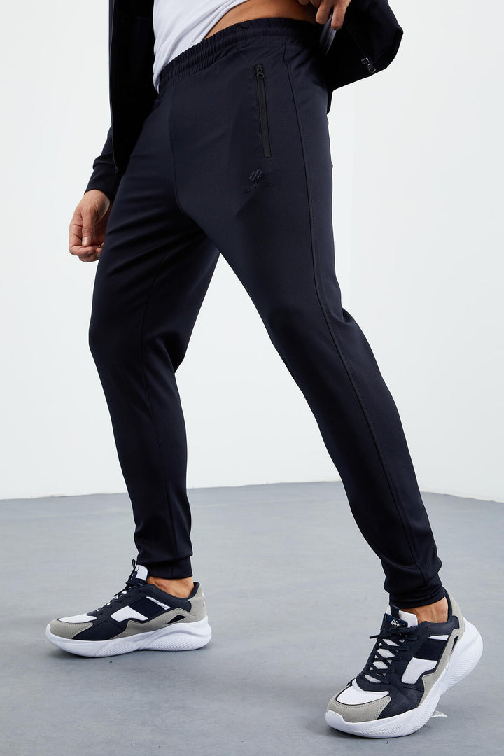 TMY Navy Blue Zippered Standart Fit Cuffed Men's Tracksuit - 85160 - Beverly