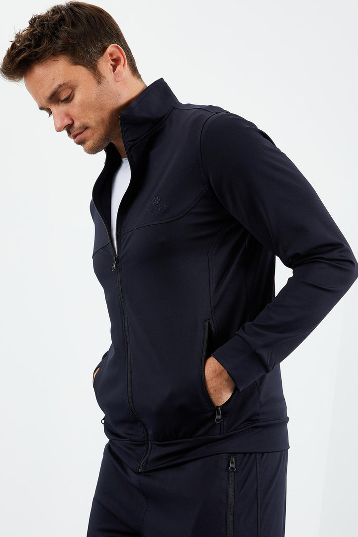 TMY Navy Blue Zippered Standart Fit Cuffed Men's Tracksuit - 85160 - Beverly
