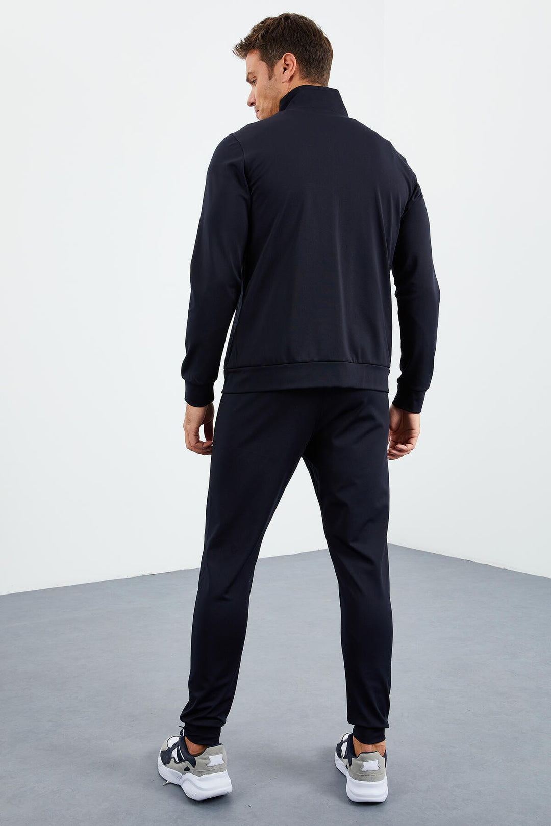 TMY Navy Blue Zippered Standart Fit Cuffed Men's Tracksuit - 85160 - Beverly