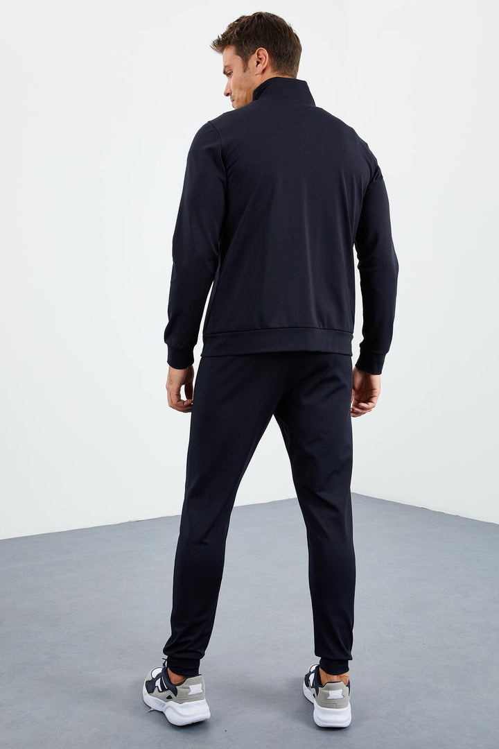 TMY Navy Blue Zippered Standart Fit Cuffed Men's Tracksuit - 85160 - Beverly