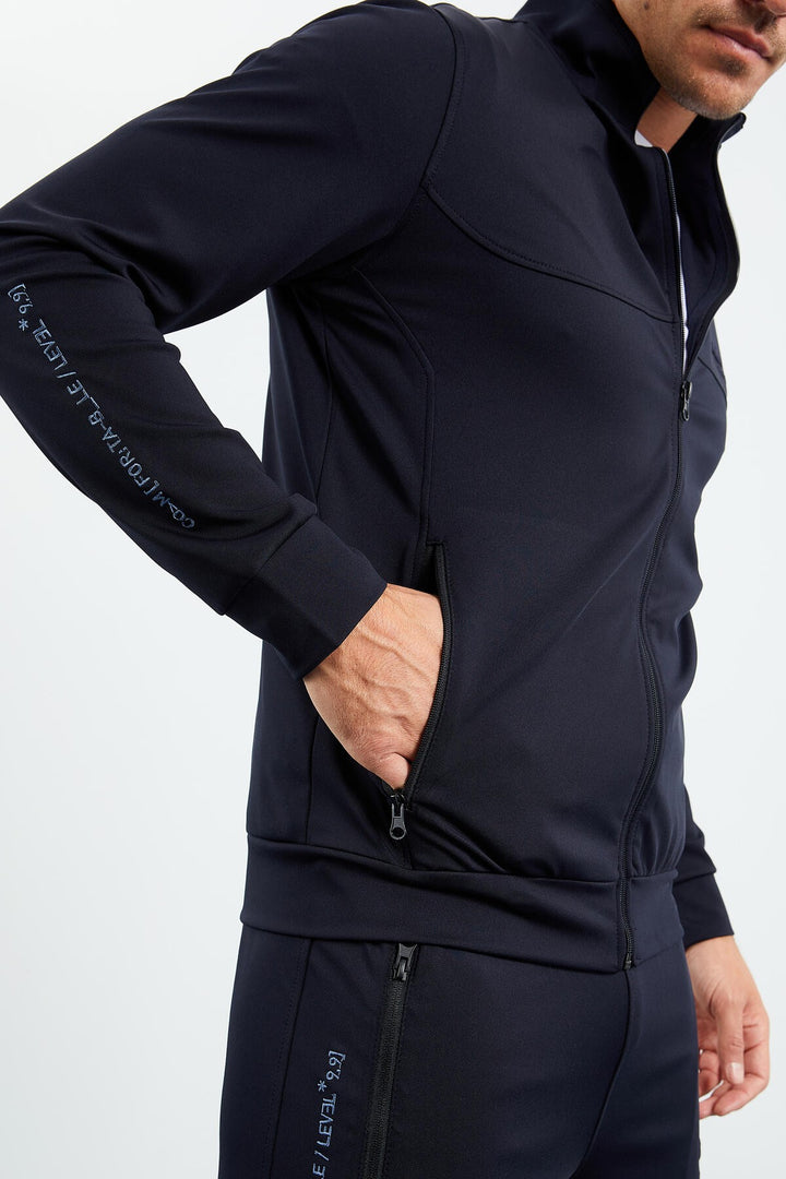 TMY Navy Blue Zippered Standart Fit Cuffed Men's Tracksuit - 85160 - Beverly