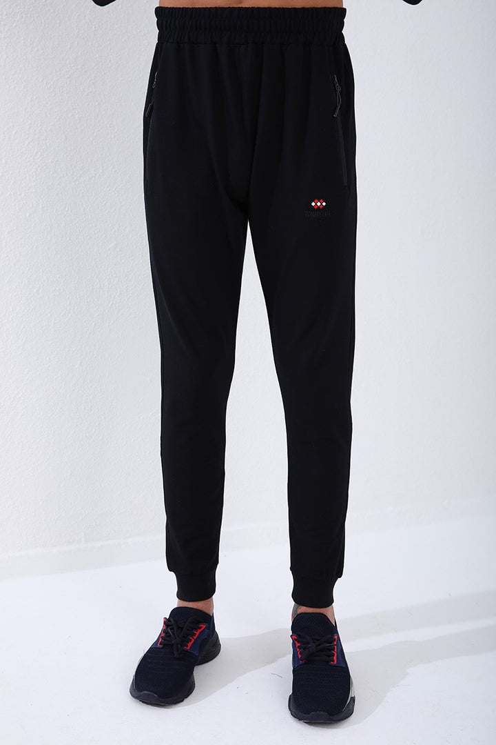 TMY Navy Blue High Neck Striped Printed Standard Mold Cuffed Men's Tracksuit - 85150 - Mazatlán