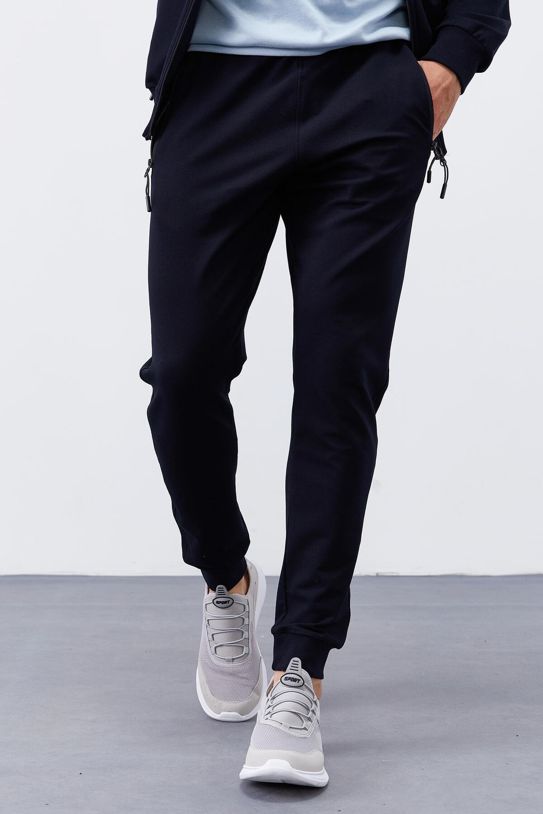 TMY Navy Patterned Standard Mold Cuffed Men's Tracksuit - 85151 - Wentzville