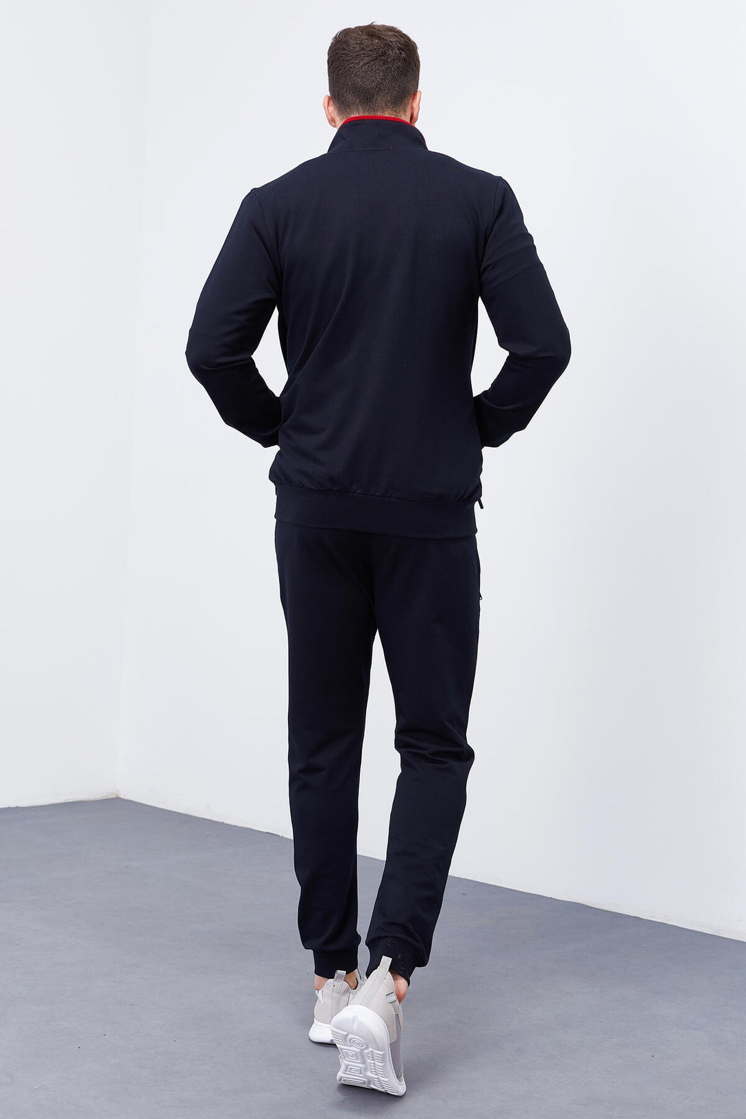 TMY Navy Patterned Standard Mold Cuffed Men's Tracksuit - 85151 - Wentzville
