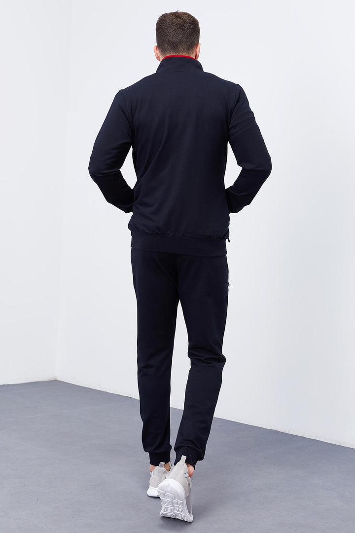 TMY Navy Patterned Standard Mold Cuffed Men's Tracksuit - 85151 - Wentzville