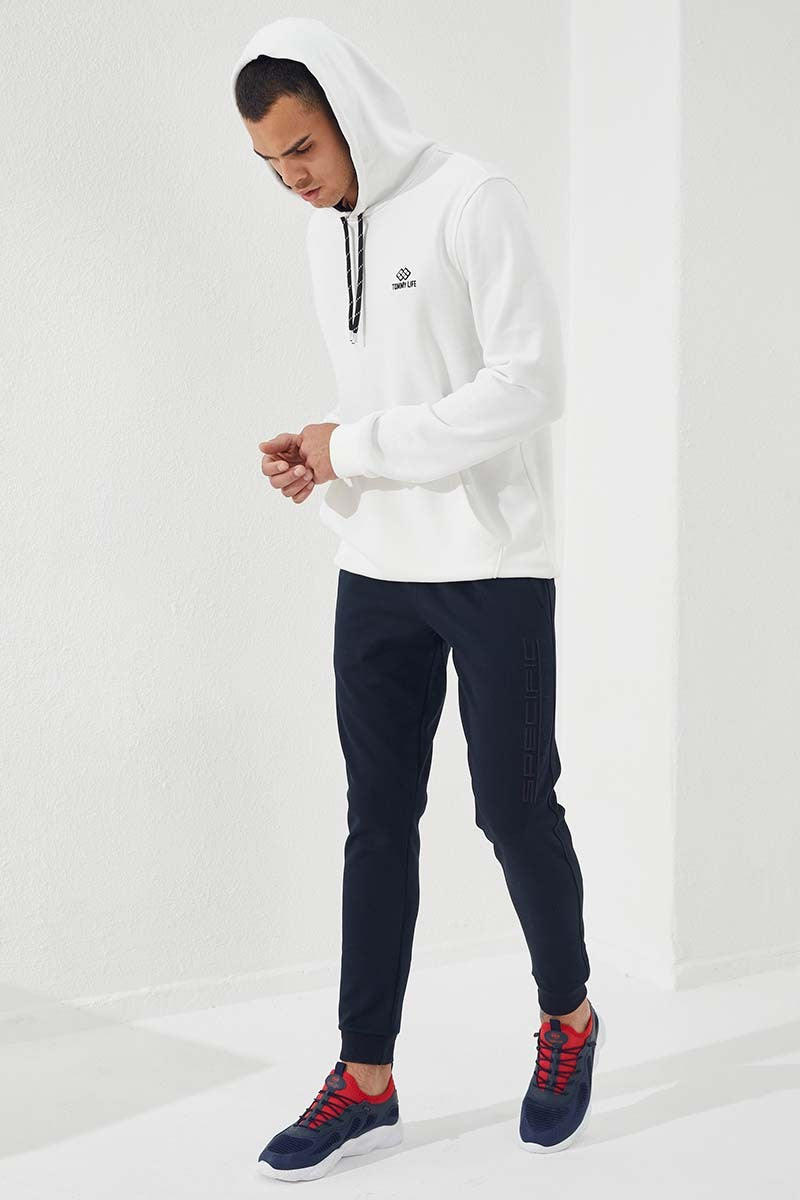 TMY Navy Blue Zippered Pocket Embroidered Slim Fit Jogger Men's Sweatpants - 84785 - Socorro