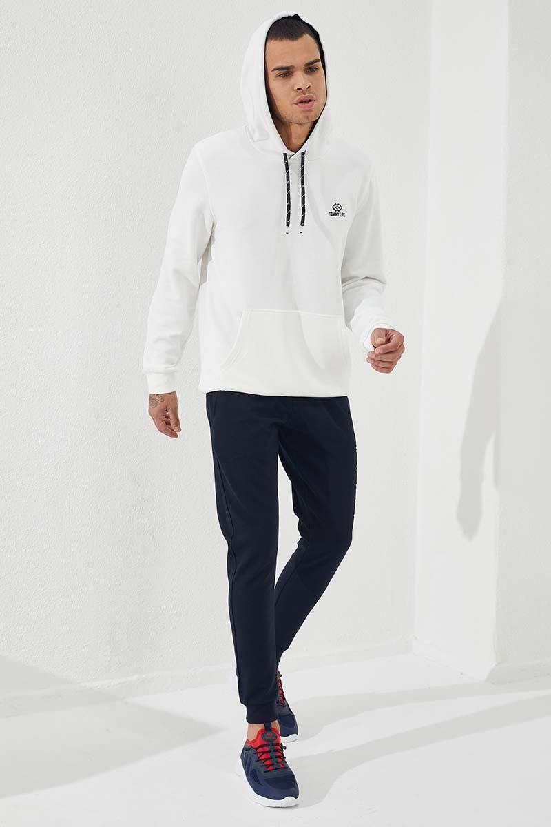 TMY Navy Blue Zippered Pocket Embroidered Slim Fit Jogger Men's Sweatpants - 84785 - Socorro