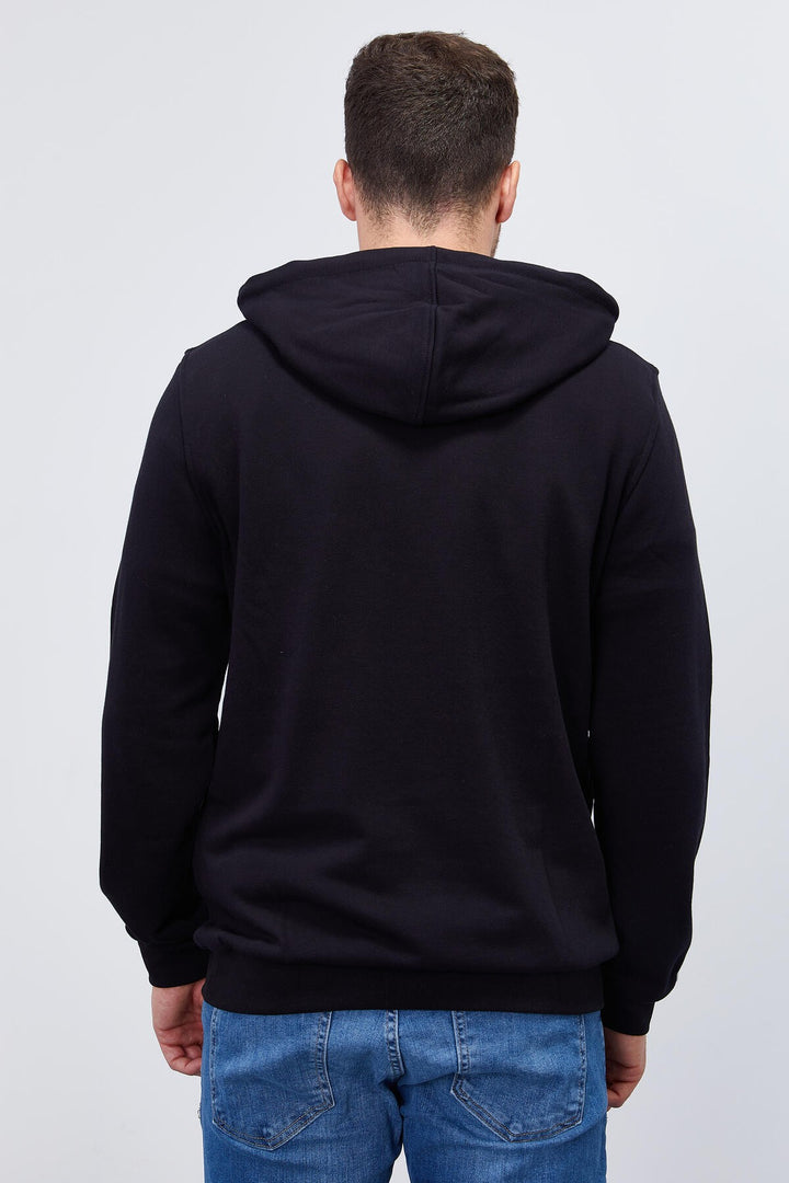 TMY Navy Blue Geometric Printed Standard Fit Hooded Men's Sweatshirt - 87870 - Merthyr Tudful