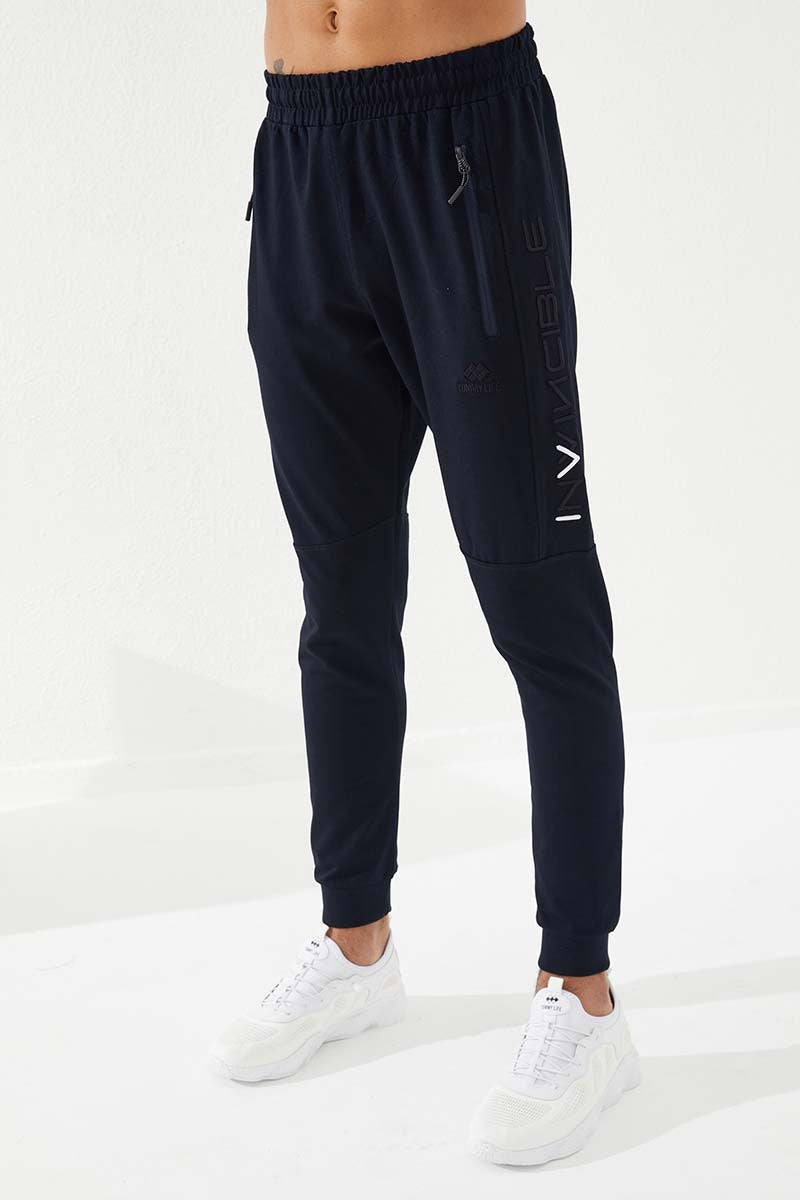 TMY Navy Blue Men's Jogger Sweatpants with Embroidery Detail Slim Fit - 84792 - Beckenham