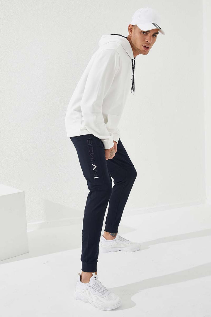 TMY Navy Blue Men's Jogger Sweatpants with Embroidery Detail Slim Fit - 84792 - Beckenham