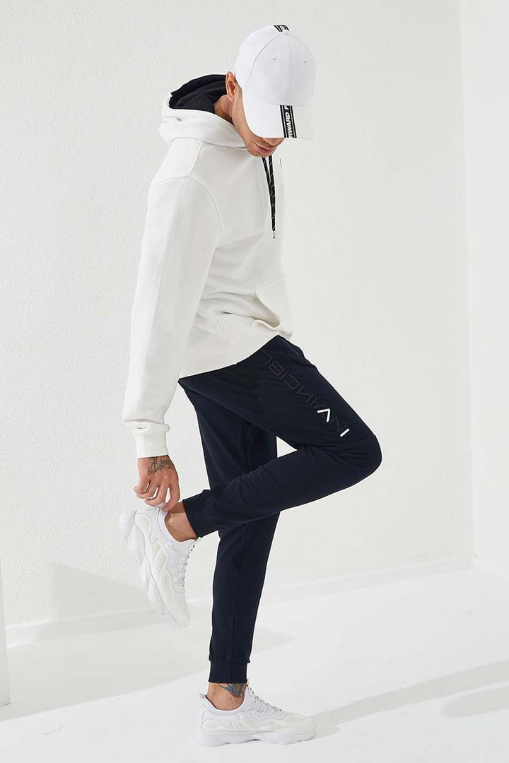 TMY Navy Blue Men's Jogger Sweatpants with Embroidery Detail Slim Fit - 84792 - Beckenham