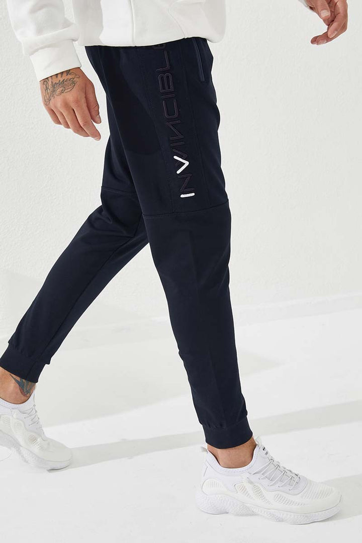 TMY Navy Blue Men's Jogger Sweatpants with Embroidery Detail Slim Fit - 84792 - Beckenham