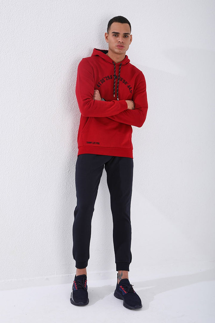 TMY Navy Blue Zippered Pocket Detailed Embroidered Slim Fit Jogger Men's Sweatpants - 84807 - Kansas City