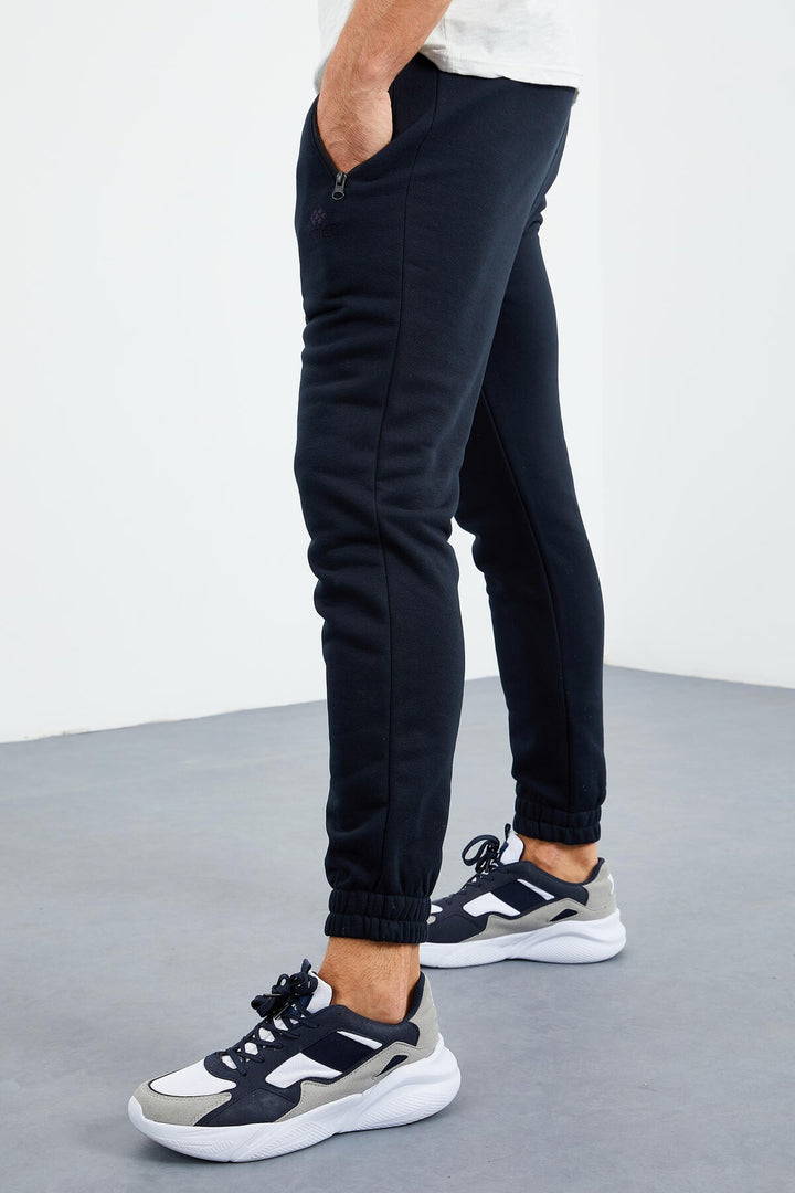 TMY Navy Blue Zippered Pocket Elastic Cuff Comfort Fit Men's Sweatpants - 84856 - West Bromwich
