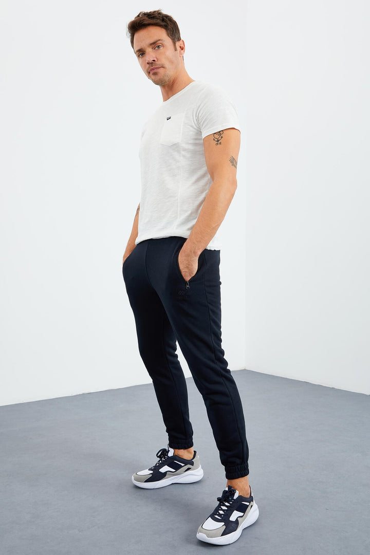 TMY Navy Blue Zippered Pocket Elastic Cuff Comfort Fit Men's Sweatpants - 84856 - West Bromwich