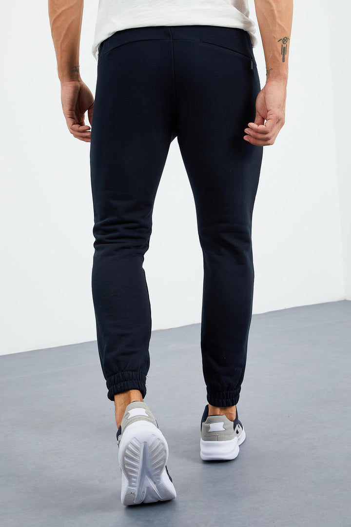 TMY Navy Blue Zippered Pocket Elastic Cuff Comfort Fit Men's Sweatpants - 84856 - West Bromwich